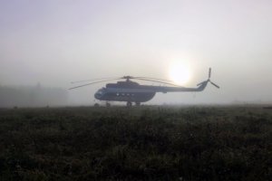Утро на вертолётной площадке в городе Нягань